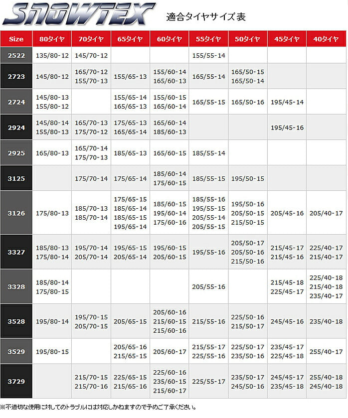 SnowTEX スノーテックス 布製タイヤ滑り止め | 緊急降雪対応 チェーン規制適合