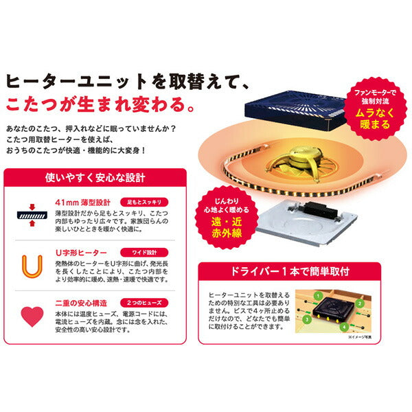 METRO メトロ電気工業 取替用こたつヒーター MCU-501E(DKB) 500W オレンジヒート ファン付き薄型 手元電子コントロール