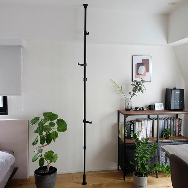 TOSO(トーソー) ナイビス つっぱり式 ポールハンガー 縦1本 セット 高さ 200～275cm フック付きセット 突っ張り式 収納ラック ホワイト ブラック つっぱり収納 つっぱり棚 コンパクト 収納棚 バッグ シンプル ミニマル キッチンラック 隙間収納 おしゃれ かわいい TOSO(トーソー)