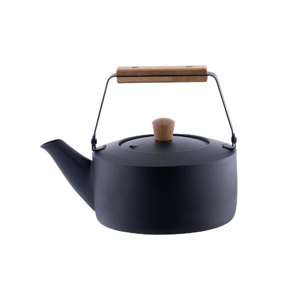 ミヤコ 茶き くろいろケトル 1.5L/2.0L IH対応 18-8ステンレス 天然木ハンドル マットブラック 和モダンデザイン