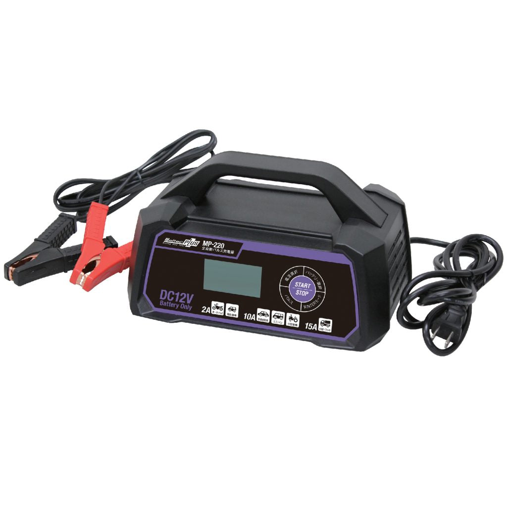 全自動パルスバッテリー充電器 DC12V 15A サルフェーション除去 AGM/ISS対応 7つの保護回路