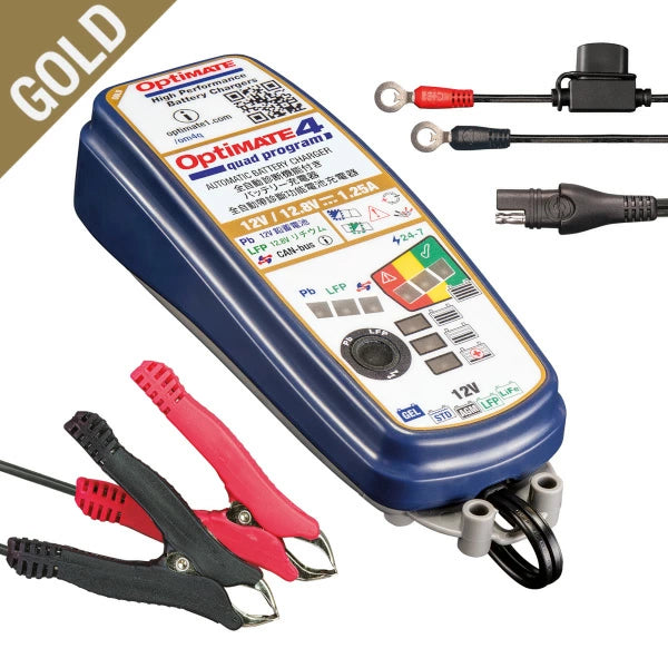 TecMATE OptiMate 4 Quad TM-637 バッテリー充電器 12V鉛/リチウム対応 公式認定店 バイク・自動車用