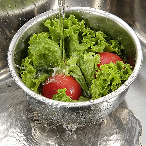 藤井器物製作所 3WAY 水切りボール 21.5cm ステンレス製 | 米とぎ・野菜洗い・ザル 3033500