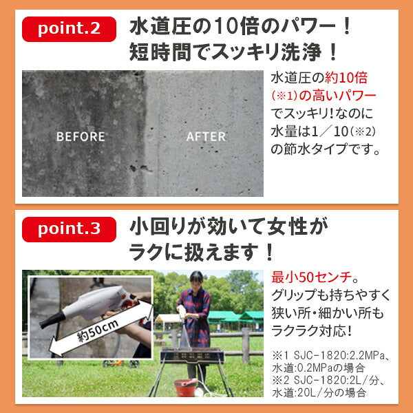 工進（KOSHIN）充電式洗浄機 SJC-1820 18V コードレス 高圧洗浄機 バッテリー・充電器付 軽量2.4kg