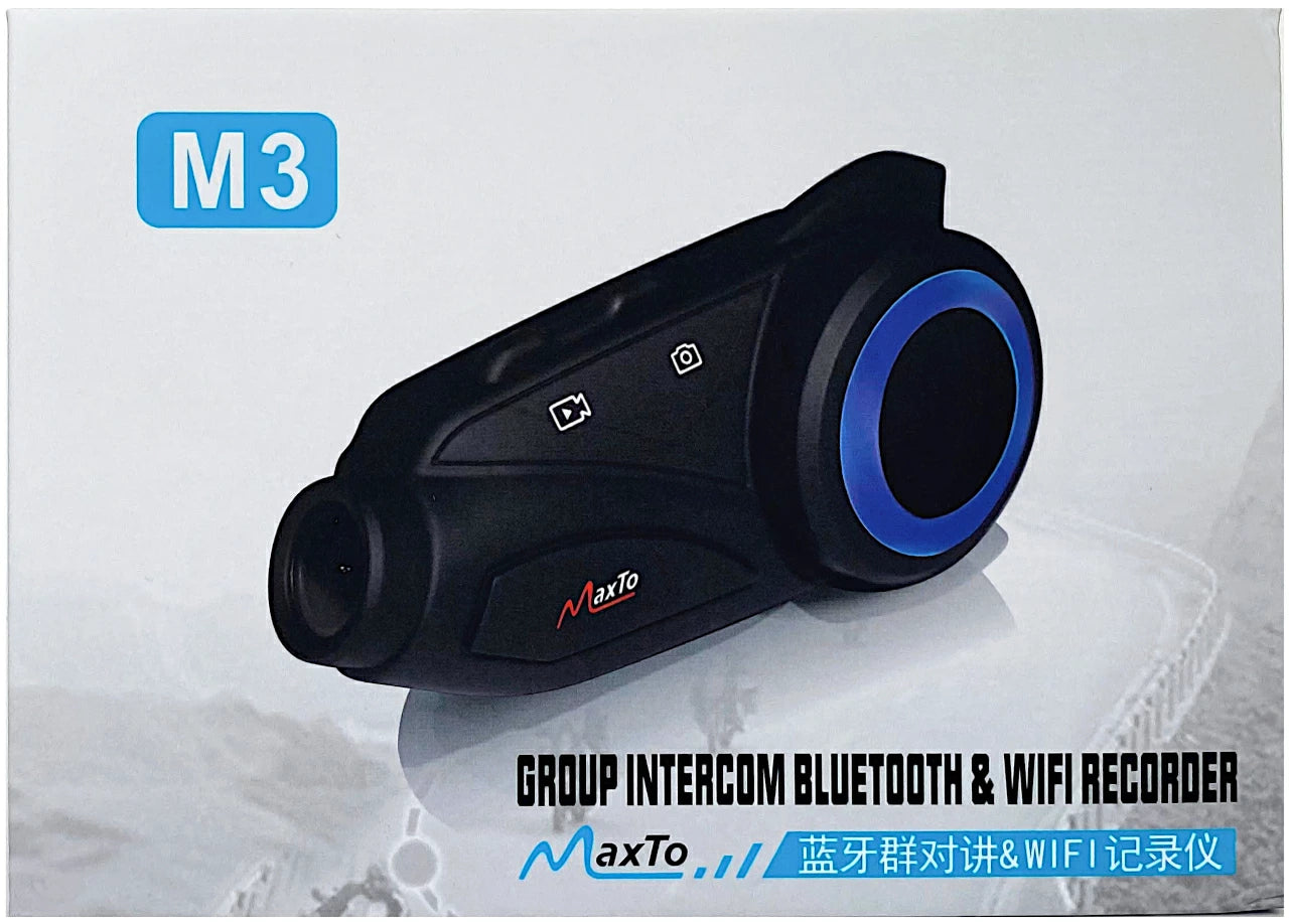 Maxto M3 バイク用ドライブレコーダー付きインカム Bluetooth 6人同時通話 1080P録画 1000m通信 モトブログ ツーリング