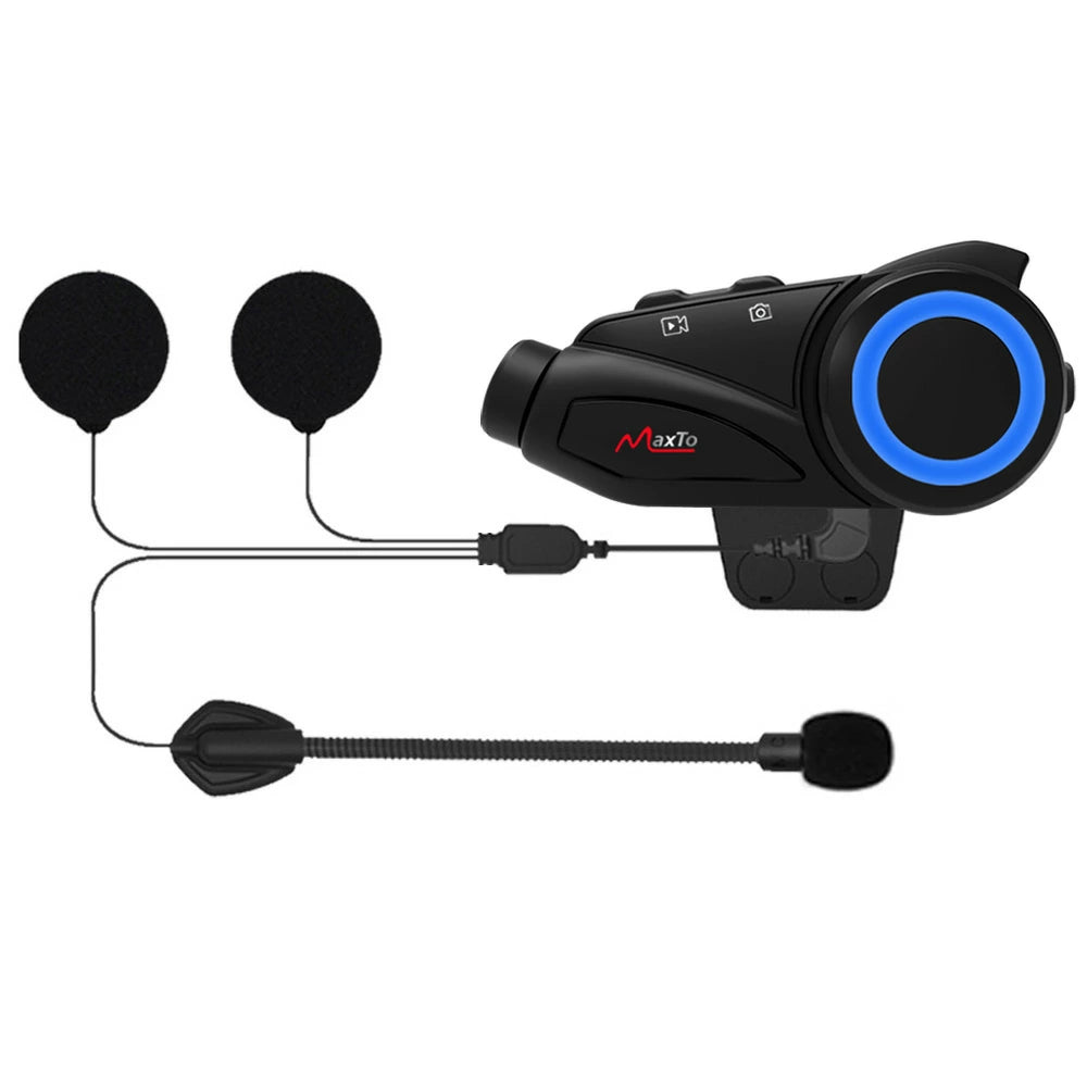 Maxto M3 バイク用ドライブレコーダー付きインカム Bluetooth 6人同時通話 1080P録画 1000m通信 モトブログ ツーリング