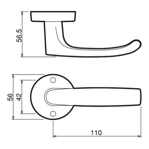 川口技研 Jレバー ドアレバー錠 50mm 空錠 丸座 ニッケル JL-24-1M-N | 室内ドア用 バックセット50mm
