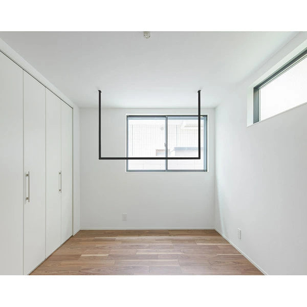 森田アルミ工業 天井付け物干し kacu 室内物干し 部屋干し シンプル 直線デザイン アルミ製 省スペース 常設型 壁付け L字施工