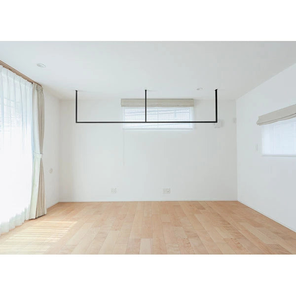 森田アルミ工業 天井付け物干し kacu E字 室内物干し 部屋干し インテリア オシャレ ホワイト ブラック