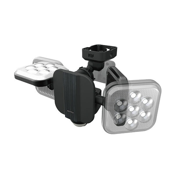 musashi（ムサシ） 11W×2灯 フリーアーム式LEDセンサーライト LED-AC2022 | 2000ルーメン 防雨型 常夜灯モード 赤色LED警戒