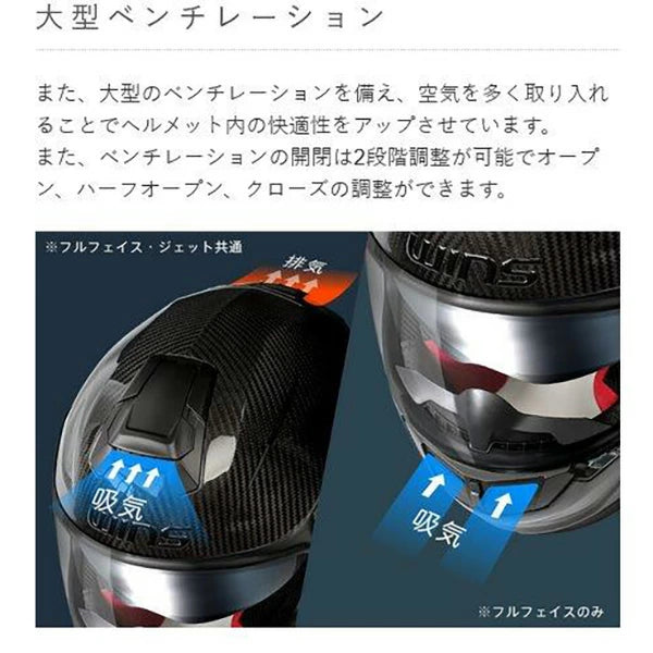 WINS A-FORCE RS JET FLASH typeC ジェットヘルメット インナーバイザー付き 最軽量1,300g ドライカーボン M/L/XL バイク用