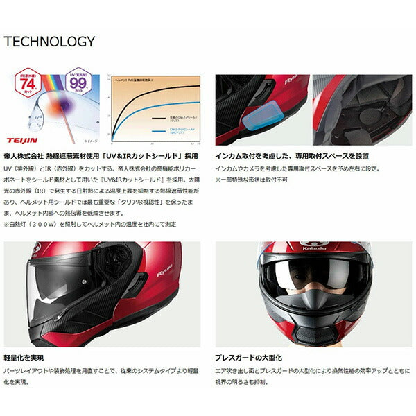 OGK KABUTO RYUKI システムヘルメット フラットブラック XL | UV&IRカット インカム対応 軽量 バイク用