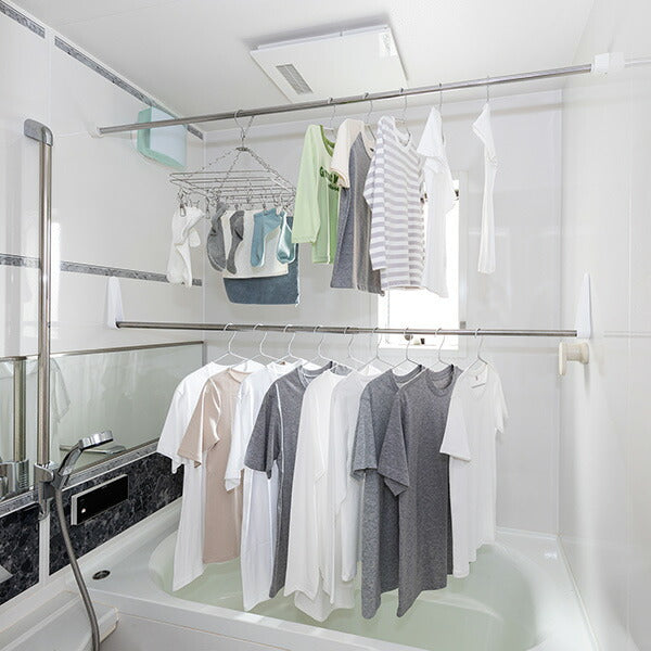 積水樹脂 浴室用マグネット取付ものほし YMM-1 伸縮式 96-180cm ステンレス 耐荷重6kg 抗菌 浴室物干し