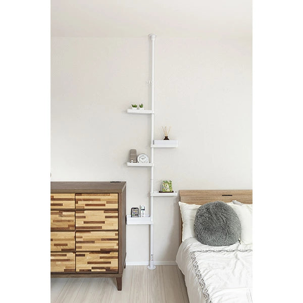 セキスイ 突っ張り式 スリムラック 幅9～53cm 高さ200～275cm 隙間収納 回転トレイ5個付 耐荷重10kg