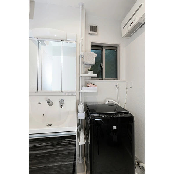 セキスイ 突っ張り式 スリムラック 幅9～53cm 高さ200～275cm 隙間収納 回転トレイ5個付 耐荷重10kg