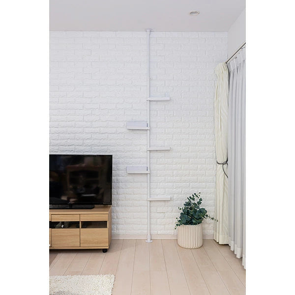 セキスイ 突っ張り式 スリムラック 幅9～53cm 高さ200～275cm 隙間収納 回転トレイ5個付 耐荷重10kg