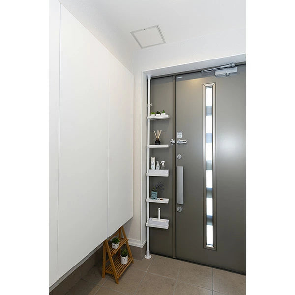 セキスイ 突っ張り式 スリムラック 幅9～53cm 高さ200～275cm 隙間収納 回転トレイ5個付 耐荷重10kg