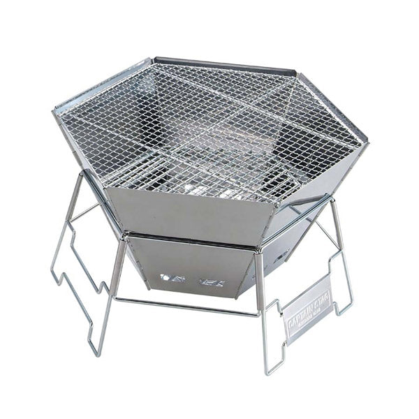 キャプテンスタッグ ヘキサ ステンレス ファイアグリル M-6500 | 焚き火台 BBQコンロ バーベキュー キャンプ