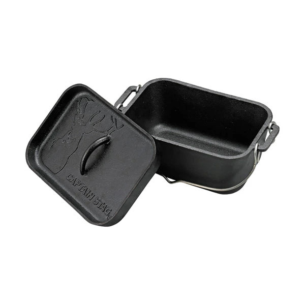 CAPTAIN STAG 角型ダッチオーブン UG-3063 2.3L | IH対応 鉄鋳物 蓋グリル付き 多機能クッカー