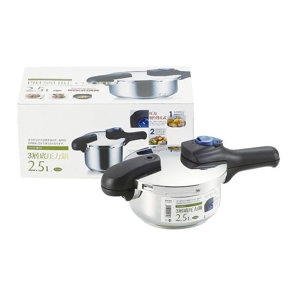 パール金属 クイックエコ IH対応 3層底 低圧 高圧 切り替え式 時短 圧力鍋 片手鍋 2.5L 3.5L 4.5L 5.5L 選べるサイズ こげつきにくい ステンレス 圧力なべ オール熱源対応 レシピブック付き 小型 電気 電熱