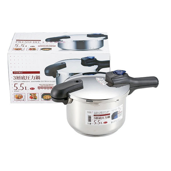 パール金属 クイックエコ IH対応 3層底 低圧 高圧 切り替え式 時短 圧力鍋 片手鍋 2.5L 3.5L 4.5L 5.5L 選べるサイズ こげつきにくい ステンレス 圧力なべ オール熱源対応 レシピブック付き 小型 電気 電熱