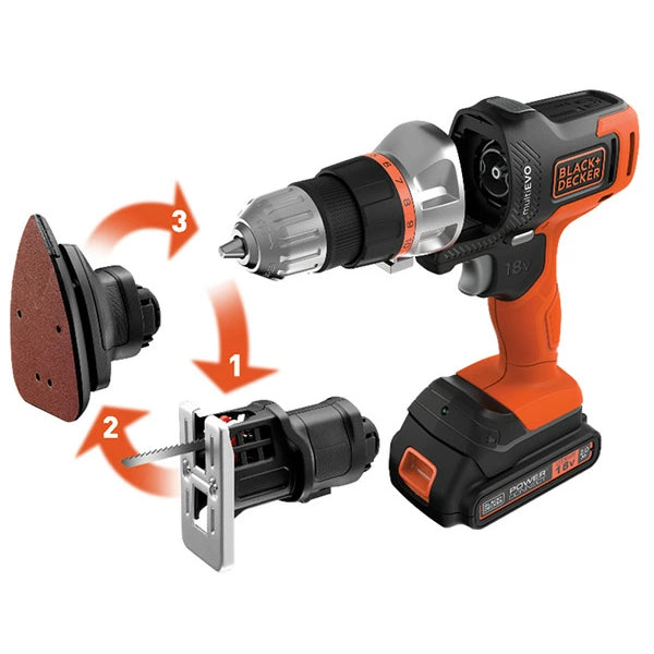 BLACK&DECKER 18V EVO マルチツール 充電式 1台5役 インパクト ドリル ジグソー サンダー 丸ノコ DIY工具セット