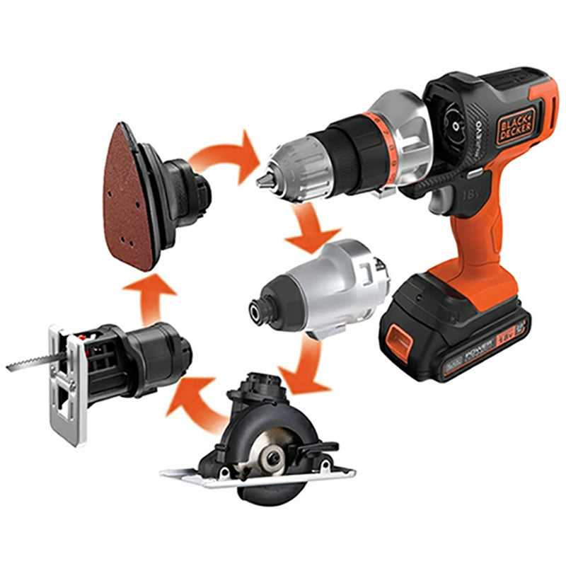 BLACK&DECKER 18V EVO マルチツール 充電式 1台5役 インパクト ドリル ジグソー サンダー 丸ノコ DIY工具セット