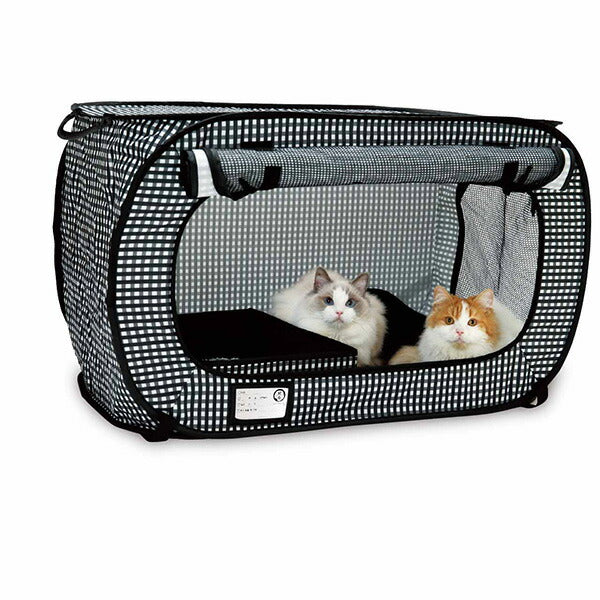 猫壱 ポータブルケージとトイレのセット 折りたたみ式 防災・旅行・避難用 2匹対応 表札付