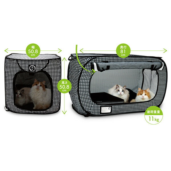猫壱 ポータブルケージとトイレのセット 折りたたみ式 防災・旅行・避難用 2匹対応 表札付