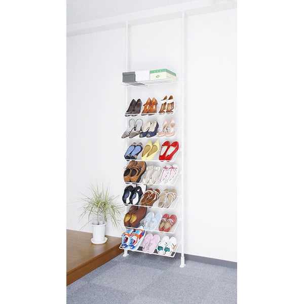 平安伸銅 突ぱりシューズラック TSR-70 | 8段24足収納 高さ調節可能 玄関収納