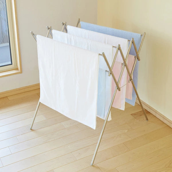 平安伸銅 伸縮ステンレス物干し OH-90 | 室内物干し 折りたたみ ランドリースタンド 梅雨対策