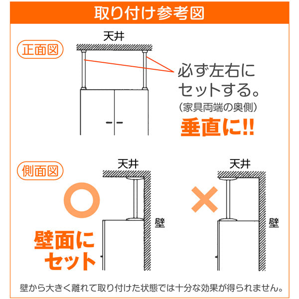 平安伸銅 突ぱり耐震ポール 2本入 高さ22～100cm 白 家具転倒防止 地震対策 防災グッズ