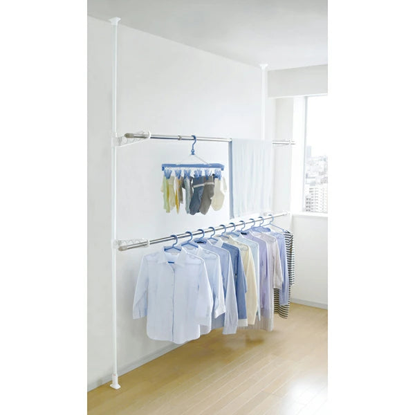 平安伸銅 突っ張り室内物干し 2段竿受け TMH-62 高さ175-275cm 耐荷重10kg 工事不要 室内干し 洗濯物干し 2本セット