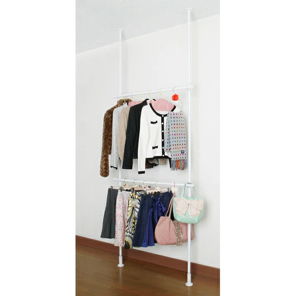 平安伸銅 突っ張り強力2段ハンガー TNP-3 幅56-95cm 高さ200-275cm 耐荷重15kg 省スペース クローゼット 収納