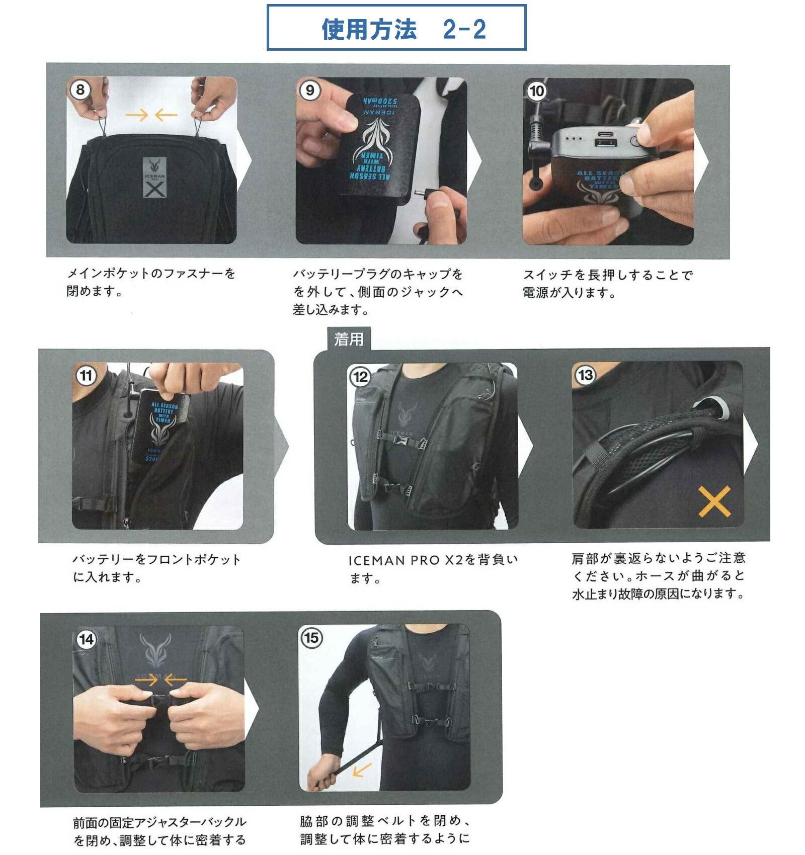 冷感タオル付 Y'sGOD アイスマン ベスト PRO X-II ICMPX2 -30℃ フリーサイズ バッテリー付き 最大9時間冷却 水冷ベスト