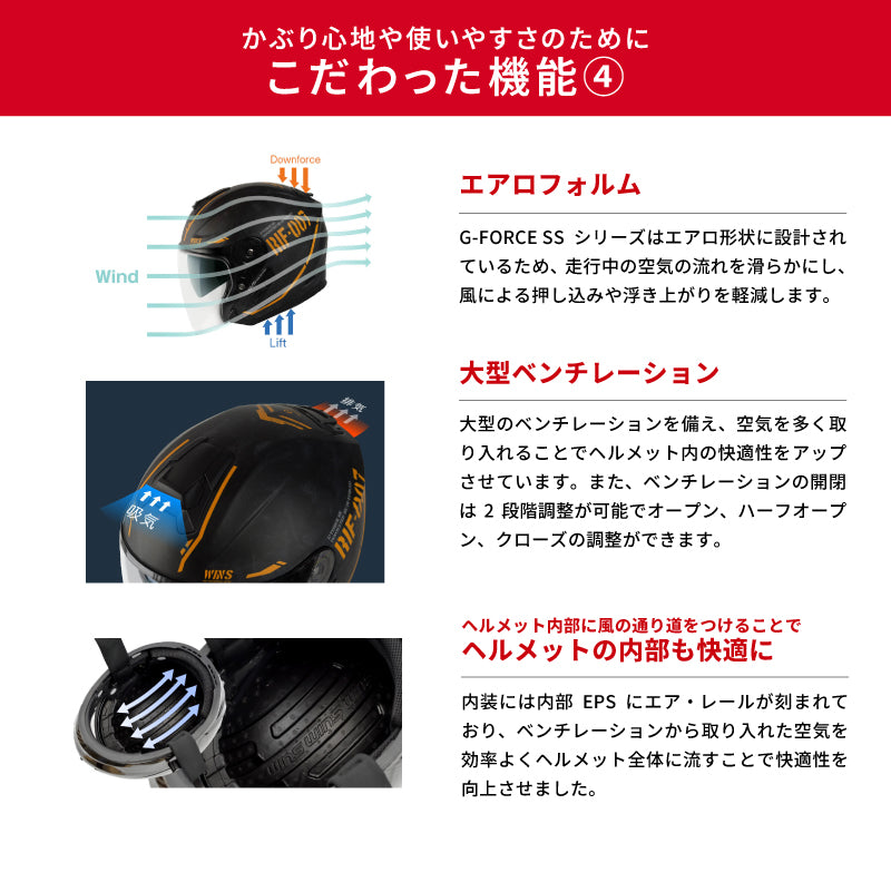 WINS ウインズ G-FORCE SS ジェット ステルス TYPE-C | ドライファイバー製 軽量ヘルメット