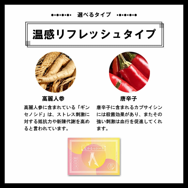 足裏樹液シート 足かるっシート 15セット（30枚入り）むくみ・冷え対策 日本製 高麗人参・ゲルマニウム配合 フットケア リラックス