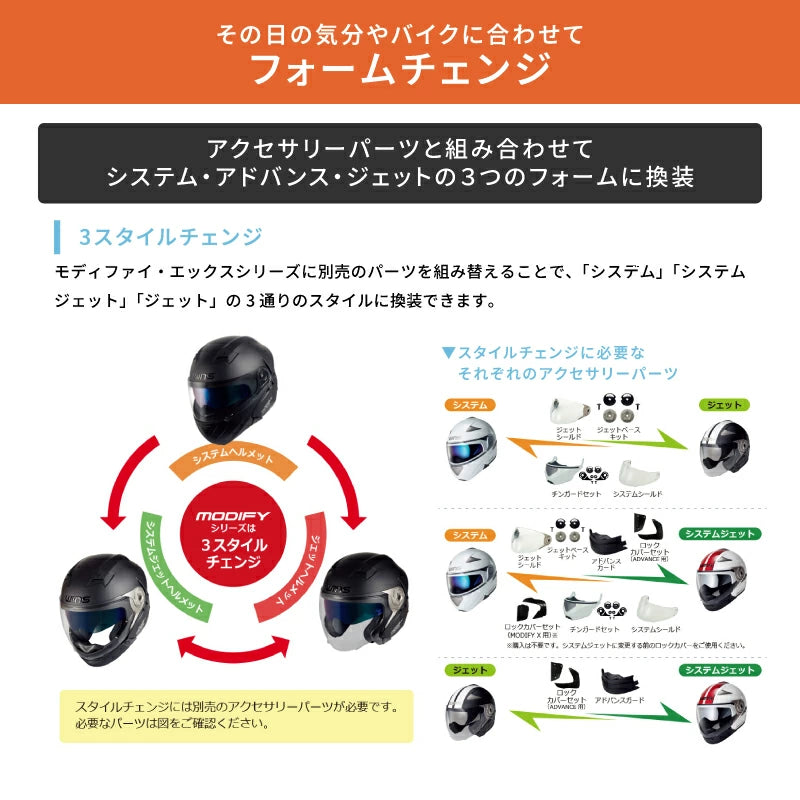 WINS Modify X システムジェットヘルメット | ビッグサイズ対応 L-XXL インナーバイザー付 SG/PSC認証 サイズ調整可能